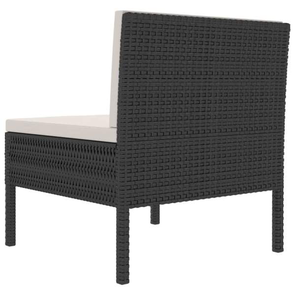  Gartenstühle 3 Stk. mit Auflagen Poly Rattan Schwarz