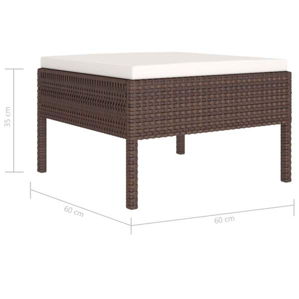  2-tlg. Garten-Lounge-Set mit Auflagen Poly Rattan Braun