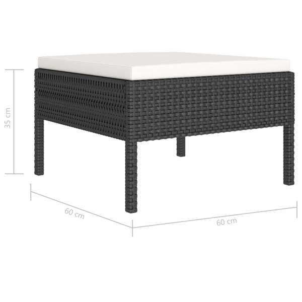  2-tlg. Garten-Lounge-Set mit Auflagen Poly Rattan Schwarz