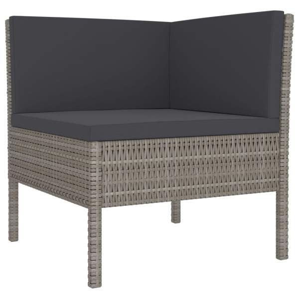  2-tlg. Garten-Lounge-Set mit Auflagen Poly Rattan Grau