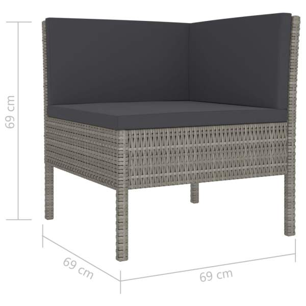  2-tlg. Garten-Lounge-Set mit Auflagen Poly Rattan Grau