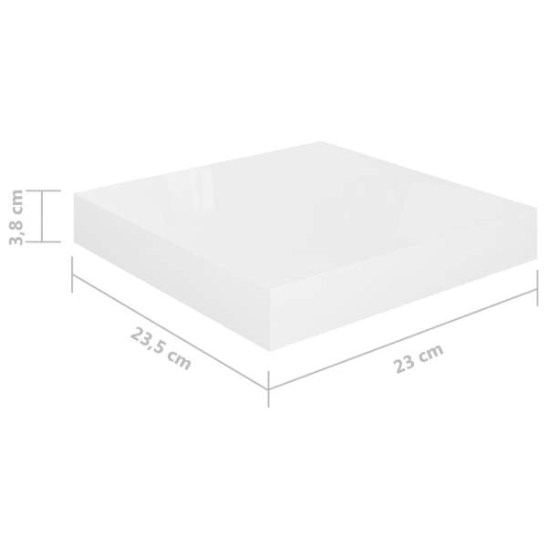  Schweberegal Hochglanz-Weiß 23x23,5x3,8 cm MDF