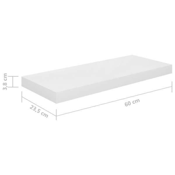  Schweberegal Hochglanz-Weiß 60x23,5x3,8 cm MDF