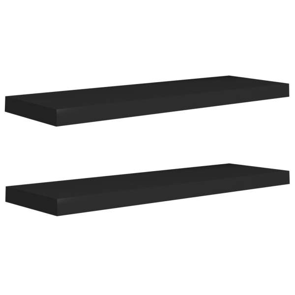  Schweberegale 2 Stk. Schwarz 80x23,5x3,8 cm MDF