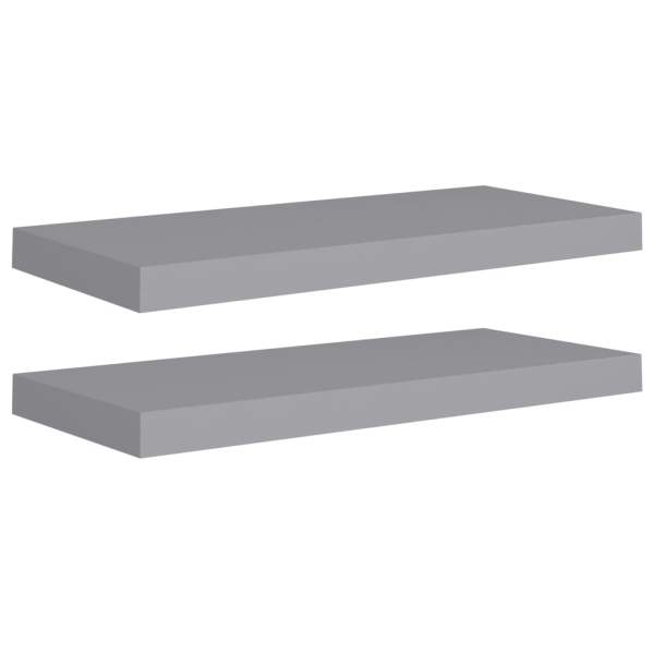  Schwebende Wandregale 2 Stk. Grau 60x23,5x3,8cm MDF 