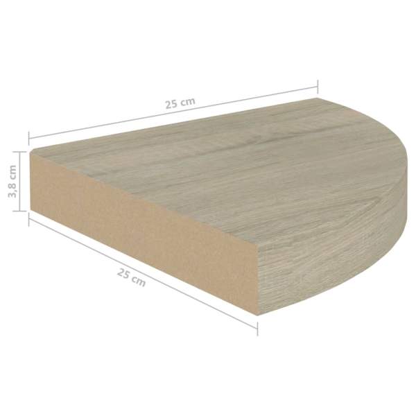  Eck-Schweberegale 4 Stk. Eichen-Optik 25x25x3,8 cm MDF