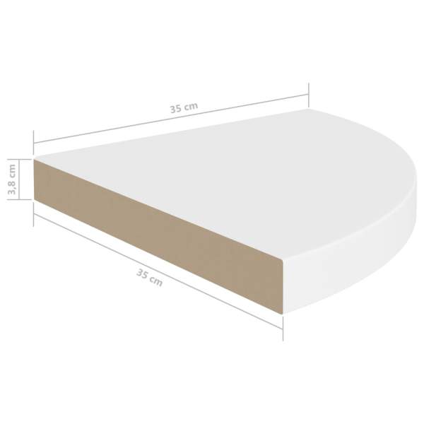  Eck-Schweberegale 2 Stk. Weiß 35x35x3,8 cm MDF