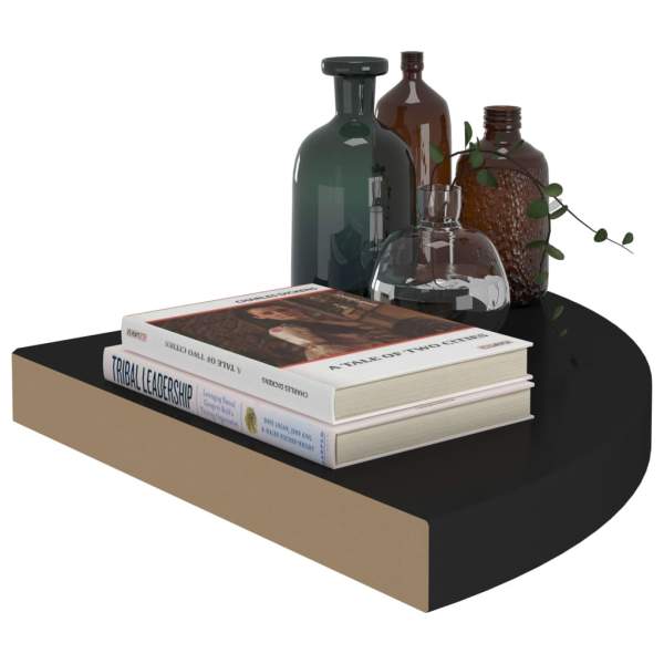 323919  Floating Corner Shelf Black 35x35x3,8 cm MDF