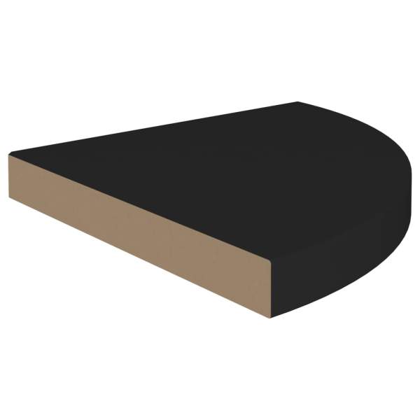  Eck-Schweberegale 2 Stk. Schwarz 35x35x3,8 cm MDF