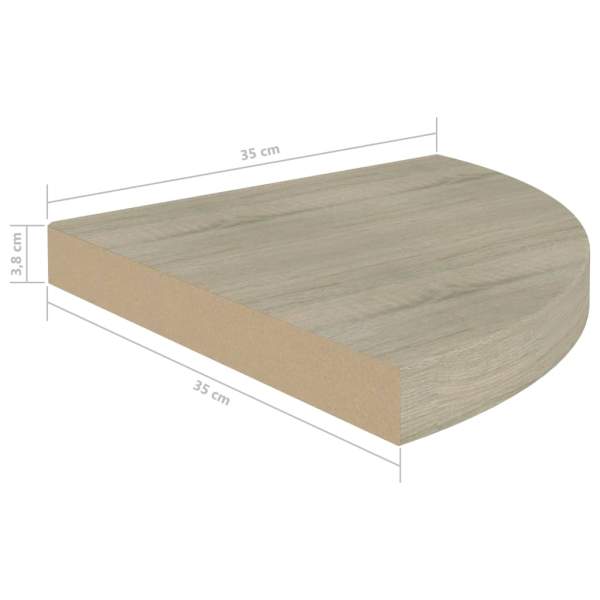  Eck-Schweberegale 4 Stk. Eichen-Optik 35x35x3,8 cm MDF