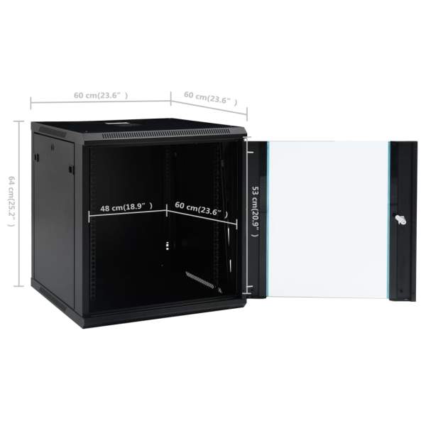  12U Netzwerkschrank Wandmontage 19" IP20 600x600x640 mm