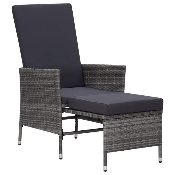  2-tlg. Garten-Lounge-Set mit Kissen Poly Rattan Grau