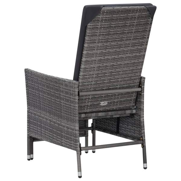  2-tlg. Garten-Lounge-Set mit Kissen Poly Rattan Grau