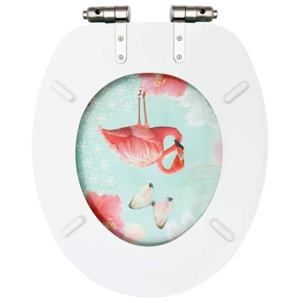  Toilettensitze Soft-Close-Deckel 2 Stk. MDF Flamingo-Design 