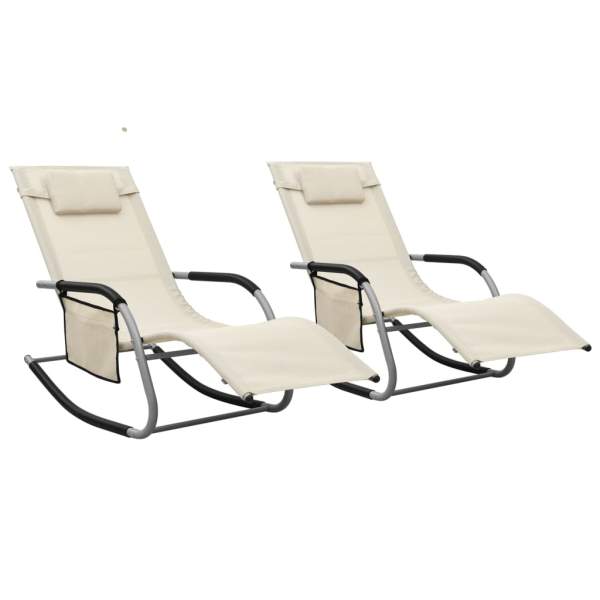 Sonnenliegen 2 Stk. Textilene Creme und Grau 