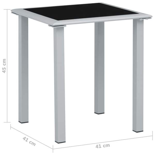  Gartentisch Schwarz und Silbern 41x41x45 cm Stahl und Glas