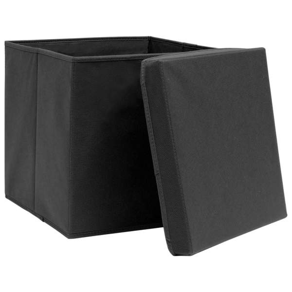 325190  Storage Boxes with Covers 10 pcs 28x28x28 cm Black