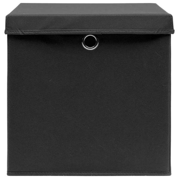 325190  Storage Boxes with Covers 10 pcs 28x28x28 cm Black