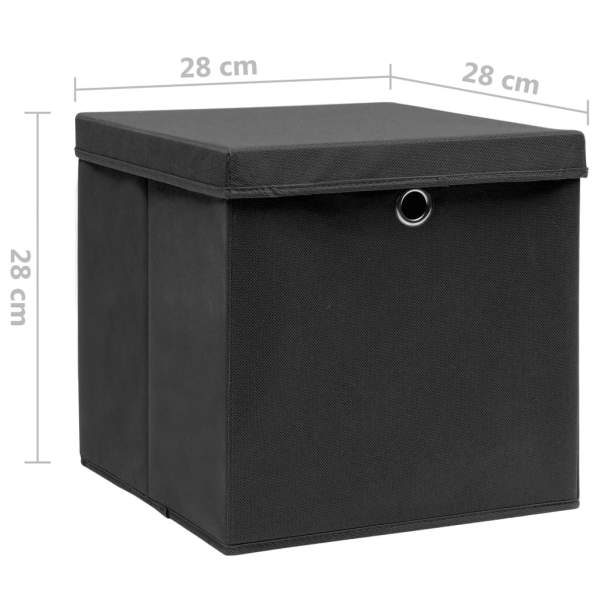 325190  Storage Boxes with Covers 10 pcs 28x28x28 cm Black