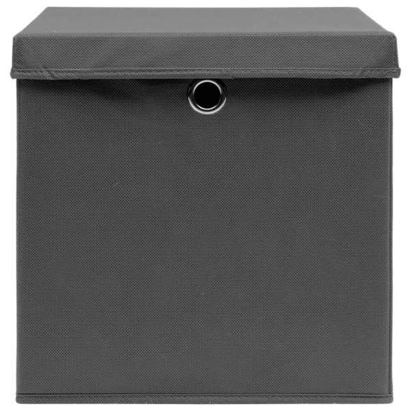 325192  Storage Boxes with Covers 4 pcs 28x28x28 cm Grey