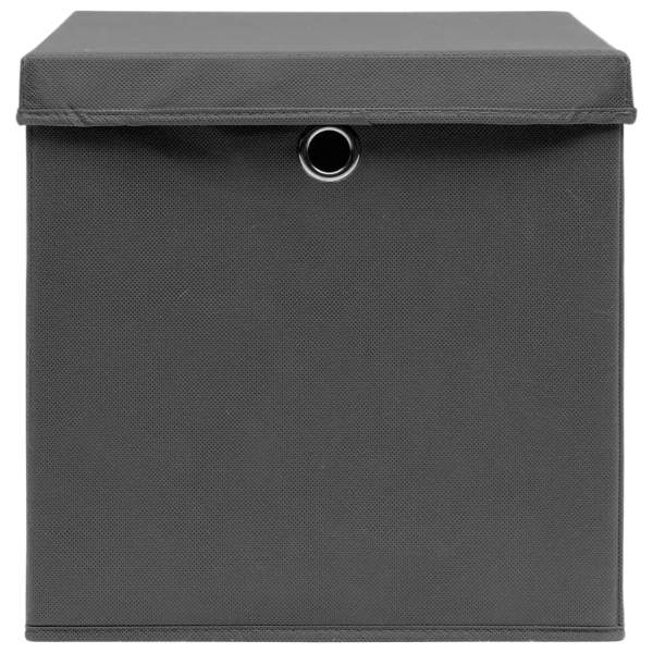  Aufbewahrungsboxen mit Deckeln 10 Stk. 28x28x28 cm Grau