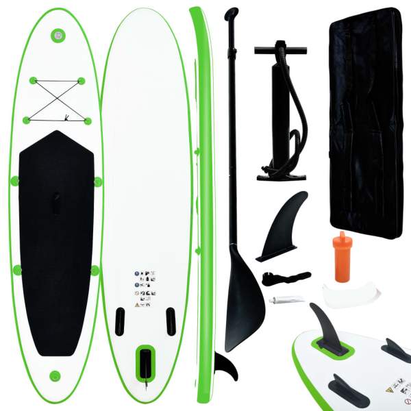  SUP-Board-Set Aufblasbar Grün und Weiß