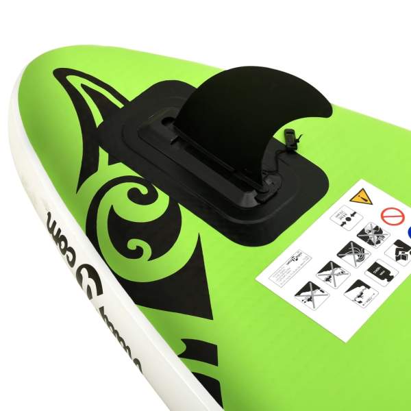  Aufblasbares Stand Up Paddle Board Set 366x76x15 cm Grün