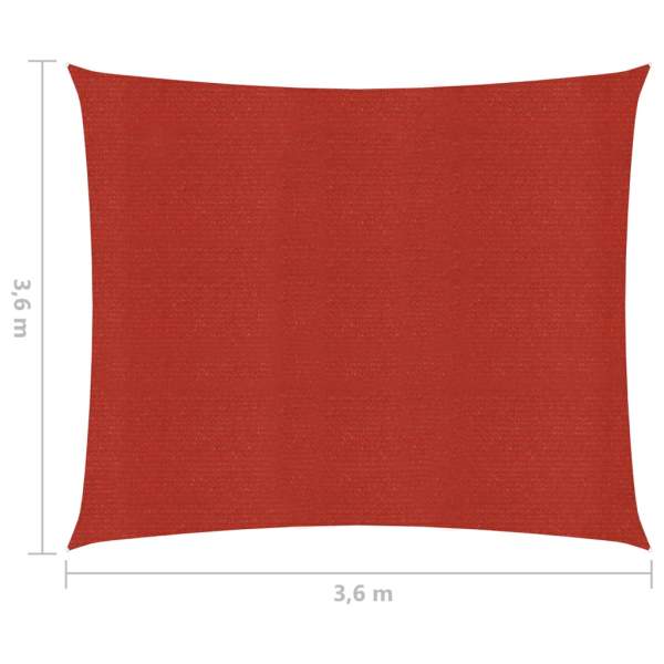  Sonnensegel 160 g/m² Rot 3,6x3,6 m HDPE