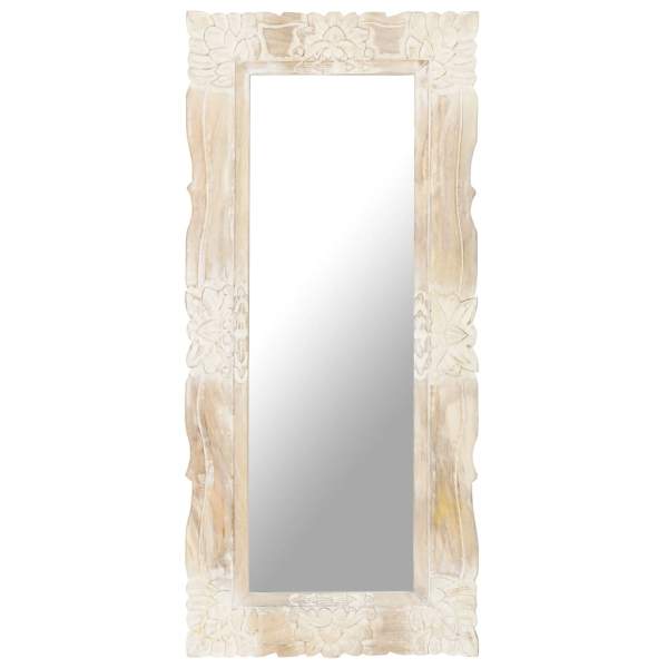  Spiegel Weiß 110x50 cm Mango Massivholz 