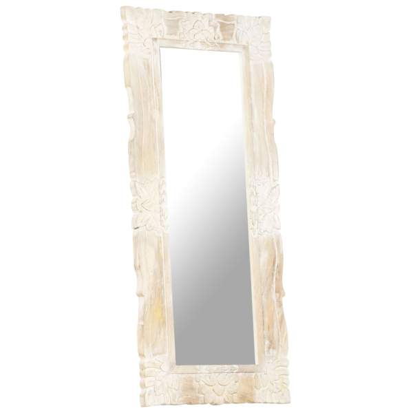  Spiegel Weiß 110x50 cm Mango Massivholz 