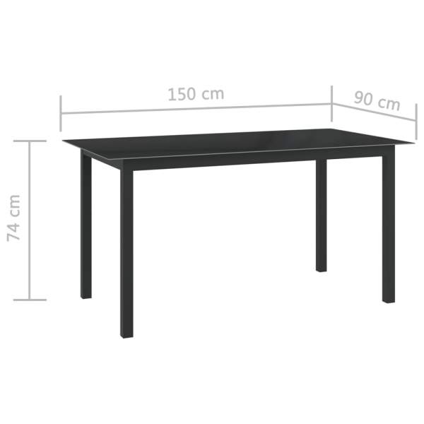 Gartentisch Anthrazit 150x90x74 cm Aluminium und Glas