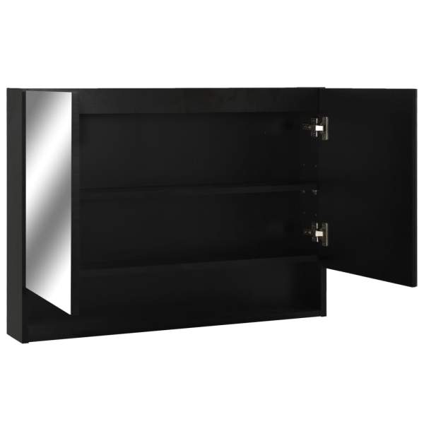  LED-Spiegelschrank fürs Bad Schwarz 80x15x60 cm MDF