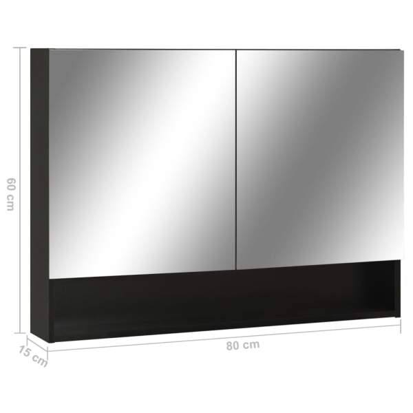  LED-Spiegelschrank fürs Bad Schwarz 80x15x60 cm MDF