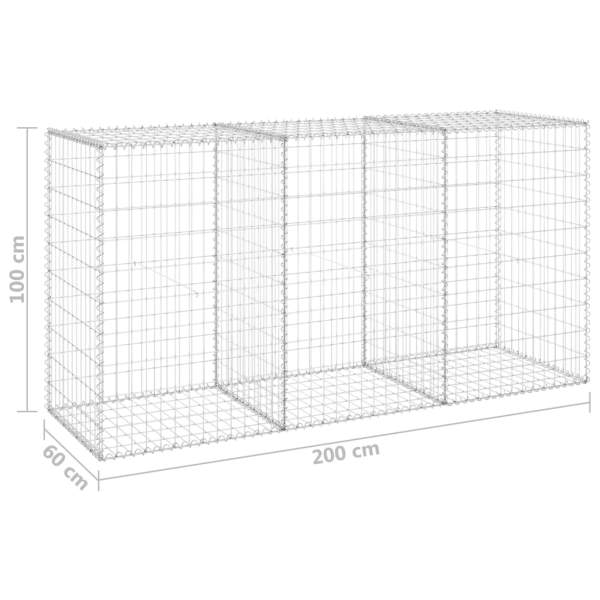  Gabionenwand mit Abdeckung Verzinkter Stahl 200x60x100 cm