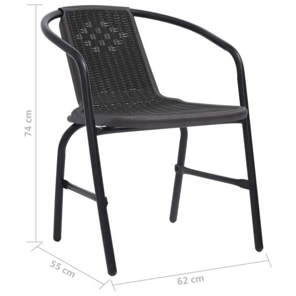 Gartenstühle 2 Stk. Kunststoff Rattan-Optik und Stahl 110 kg  