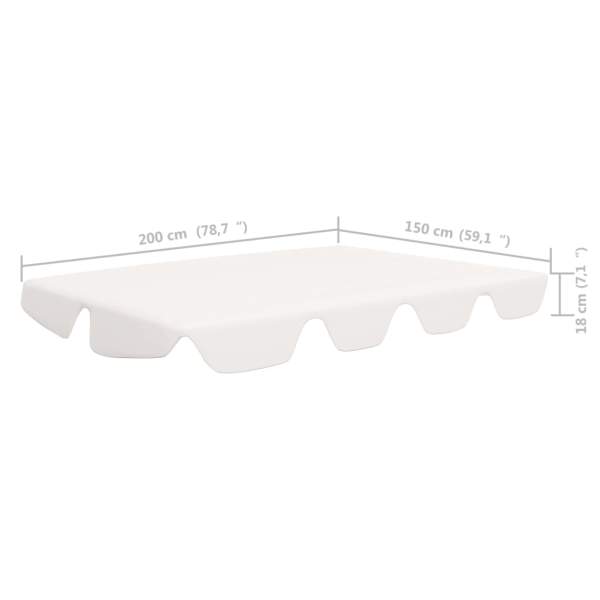  Ersatzdach für Hollywoodschaukel Weiß 188/168x145/110 cm