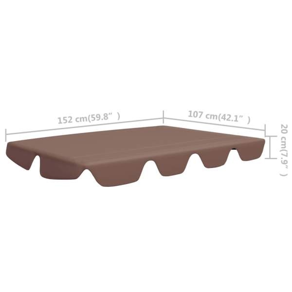  Ersatzdach für Hollywoodschaukel Braun 150/130x105/70 cm