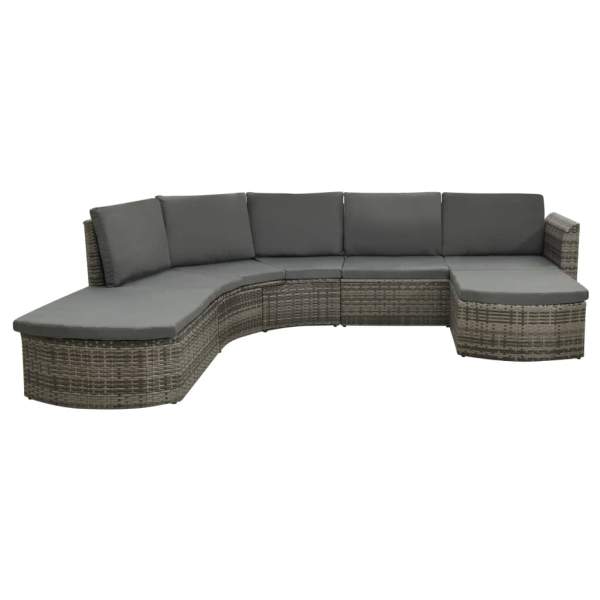  4-tlg. Garten-Lounge-Set mit Auflagen Poly Rattan Grau