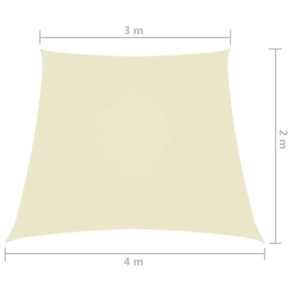  Sonnensegel Oxford-Gewebe Trapezförmig 2/4x3 m Cremeweiß