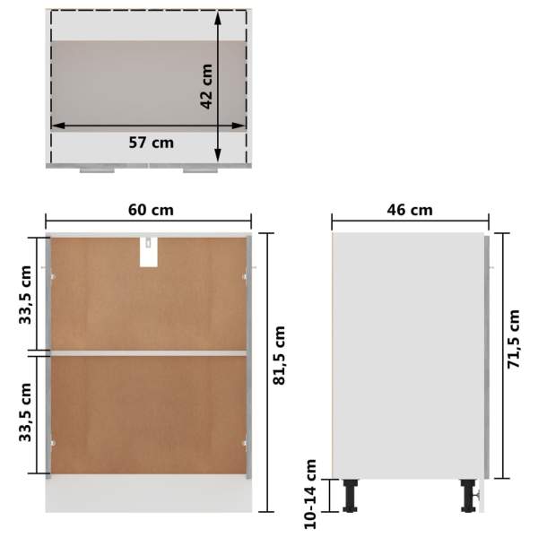  Unterschrank Lyon Betongrau 60x46x81,5 cm Holzwerkstoff