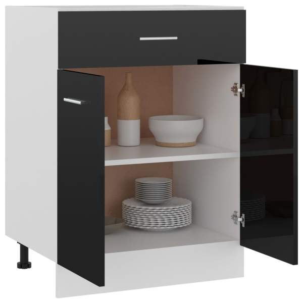 Küchenschrank HochglanzSchwarz 60x46x81,5 cm Spanplatte