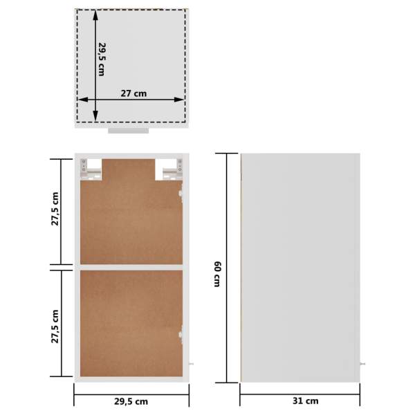  Hängeschrank Weiß 29,5x31x60 cm Holzwerkstoff