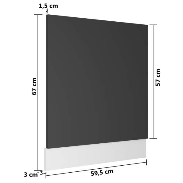  Geschirrspülerblende Grau 59,5x3x67 cm Holzwerkstoff