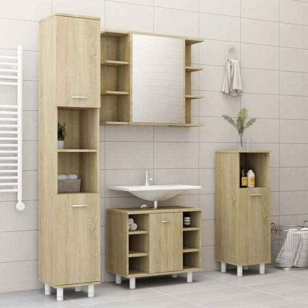  Badezimmerschrank Sonoma-Eiche 30x30x95 cm Holzwerkstoff