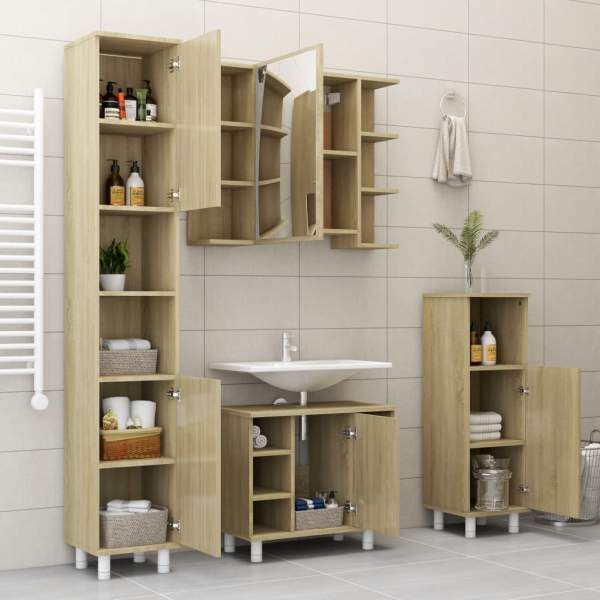  Badezimmerschrank Sonoma-Eiche 30x30x95 cm Holzwerkstoff