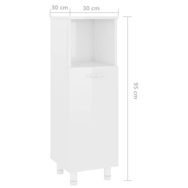  Badezimmerschrank Hochglanz-Weiß 30x30x95 cm Holzwerkstoff