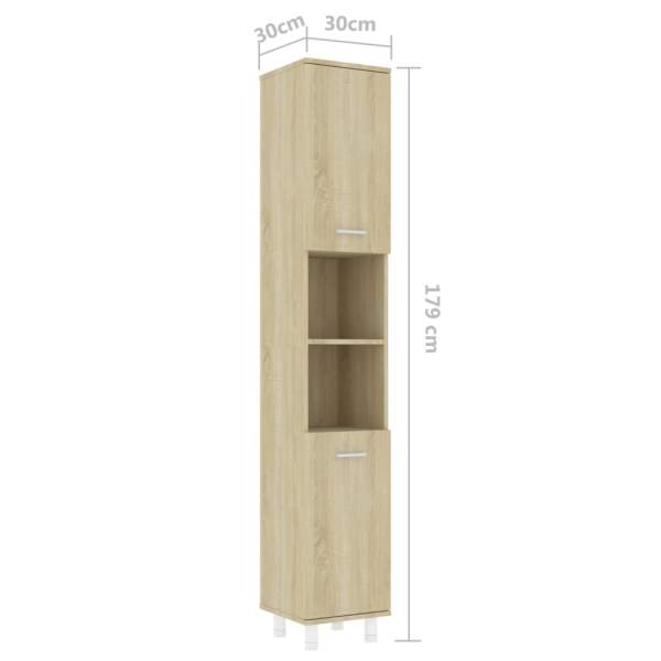  Badezimmerschrank Sonoma-Eiche 30x30x179 cm Holzwerkstoff
