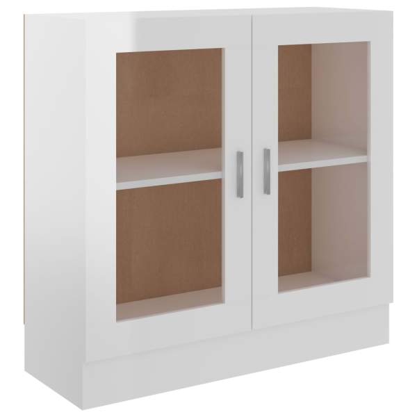  Vitrinenschrank Hochglanz-Weiß 82,5x30,5x80 cm Holzwerkstoff