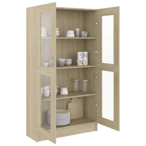  Vitrinenschrank Sonoma-Eiche 82,5x30,5x150 cm Holzwerkstoff