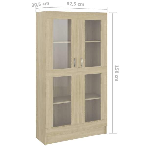  Vitrinenschrank Sonoma-Eiche 82,5x30,5x150 cm Holzwerkstoff